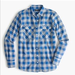 Jcrew boyfriend flannel in cerulean plaid